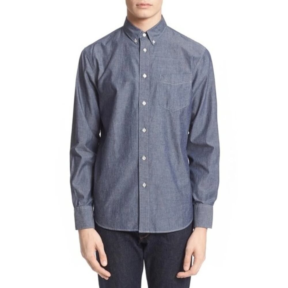 Rag & Bone Standard Issue Flannel Button Down Shirt Long Sleeve Blue Size Medium - Picture 1 of 8